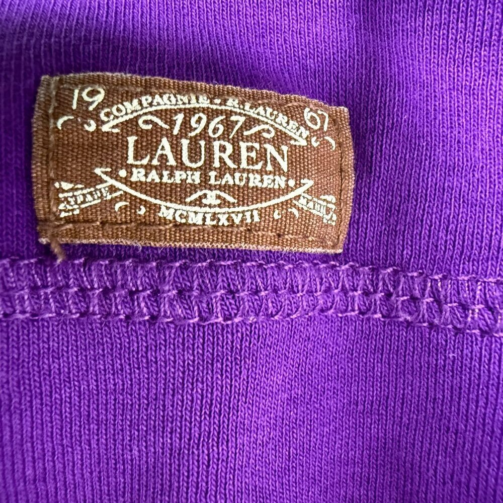 Lauren Ralph Lauren Women's Long Sleeve Shirt Faux Suede Elbow Patches -M-Purple - Picture 6 of 9